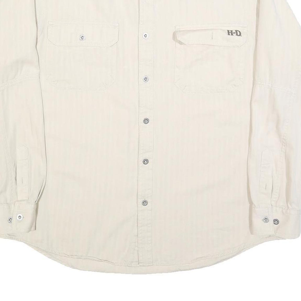 HARLEY DAVIDSON Mens White Cotton Blend Shirt XL Button Down Long Sleeve Casual