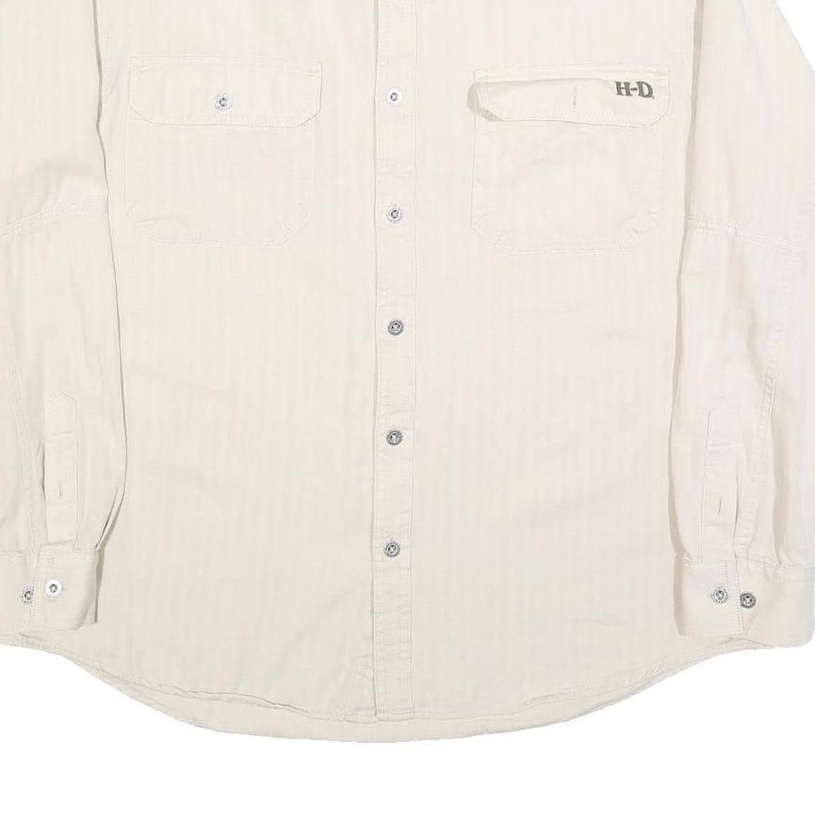 HARLEY DAVIDSON Mens White Cotton Blend Shirt XL Button Down Long Sleeve Casual