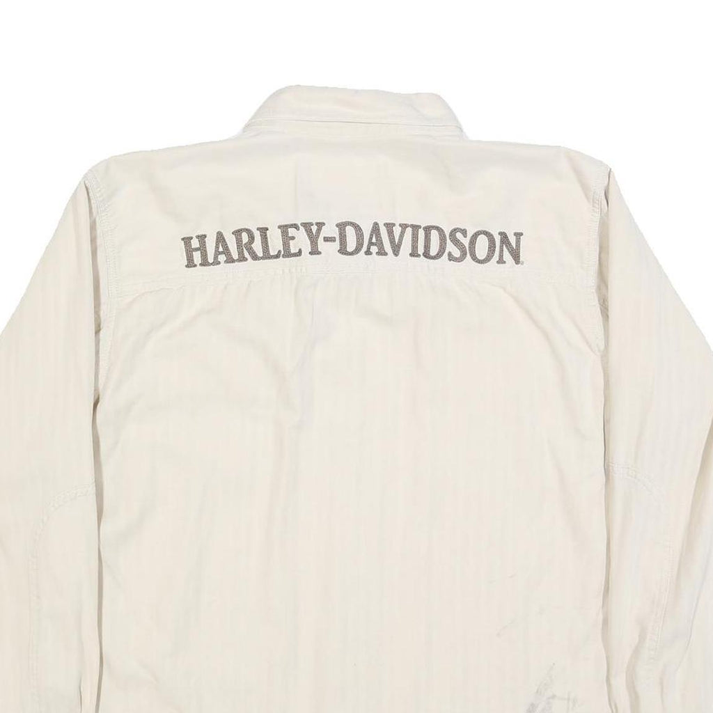 HARLEY DAVIDSON Mens White Cotton Blend Shirt XL Button Down Long Sleeve Casual