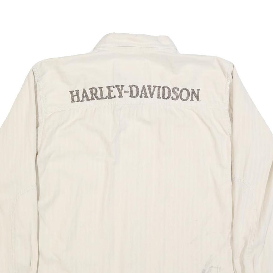 HARLEY DAVIDSON Mens White Cotton Blend Shirt XL Button Down Long Sleeve Casual