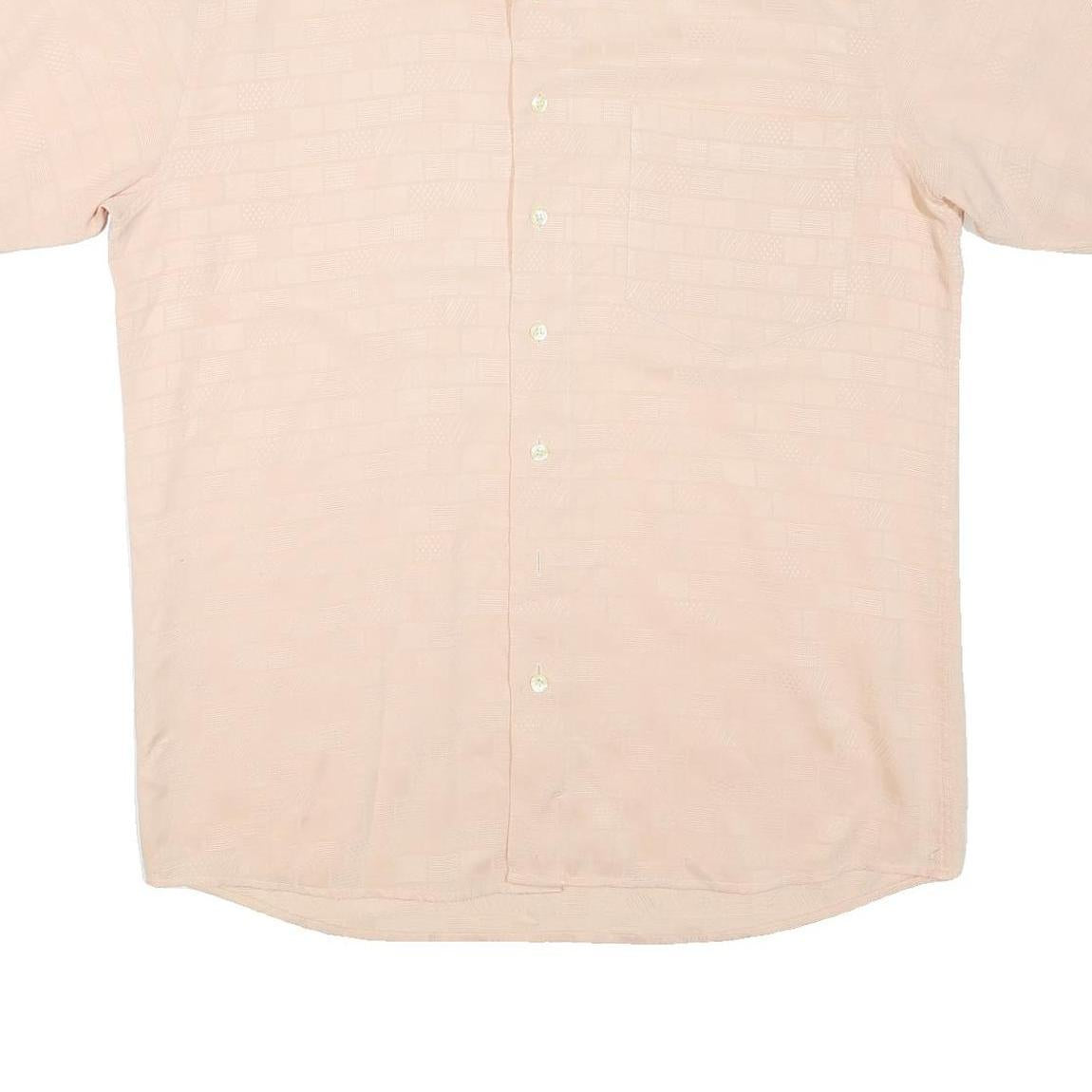CANDA Mens Beige Short Sleeve Shirt L Cotton Blend Classic Fit Casual
