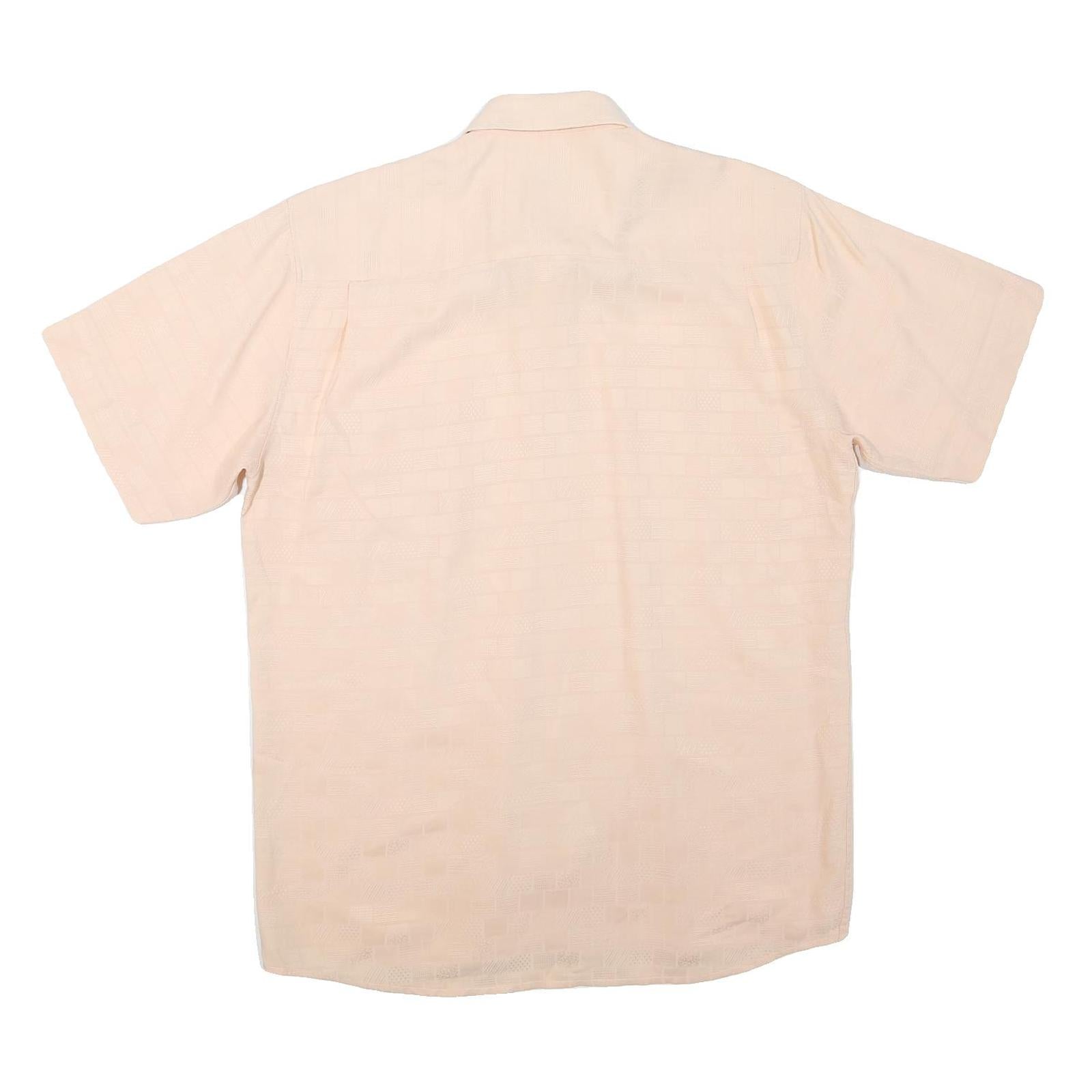 CANDA Mens Beige Short Sleeve Shirt L Cotton Blend Classic Fit Casual