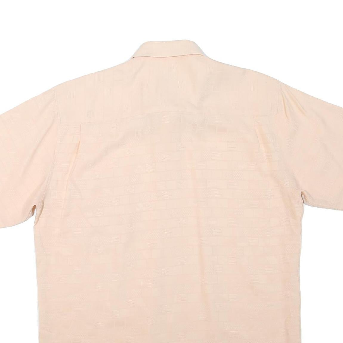 CANDA Mens Beige Short Sleeve Shirt L Cotton Blend Classic Fit Casual