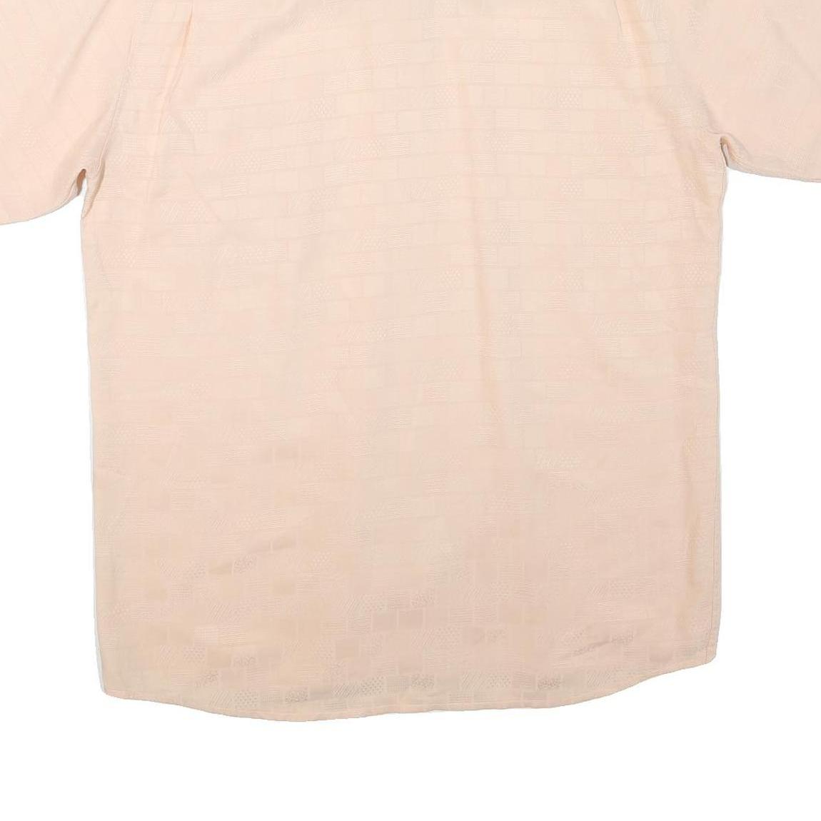 CANDA Mens Beige Short Sleeve Shirt L Cotton Blend Classic Fit Casual