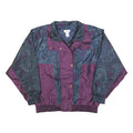 LAVON Womens Purple Blue Paisley Jacket L Polyester Blend Zip Casual Patterned