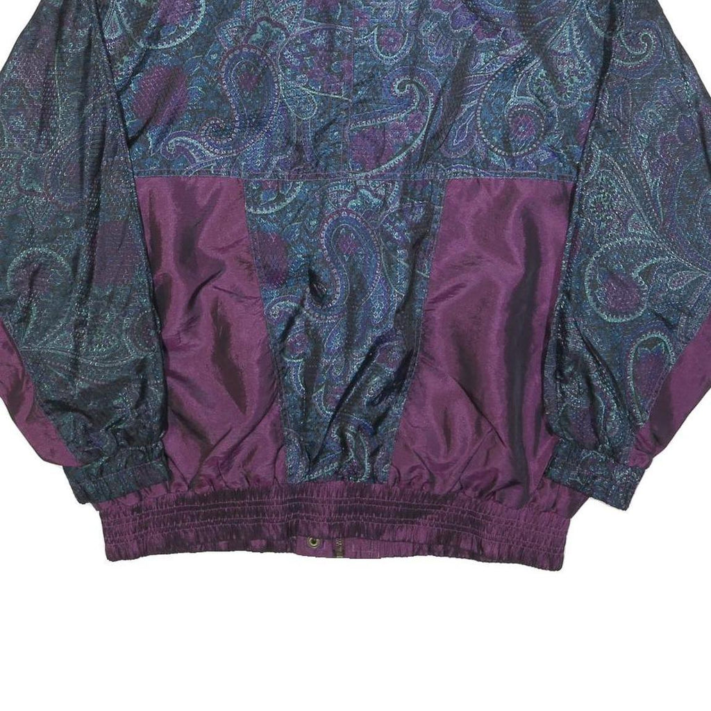 LAVON Womens Purple Blue Paisley Jacket L Polyester Blend Zip Casual Patterned