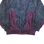 LAVON Womens Purple Blue Paisley Jacket L Polyester Blend Zip Casual Patterned