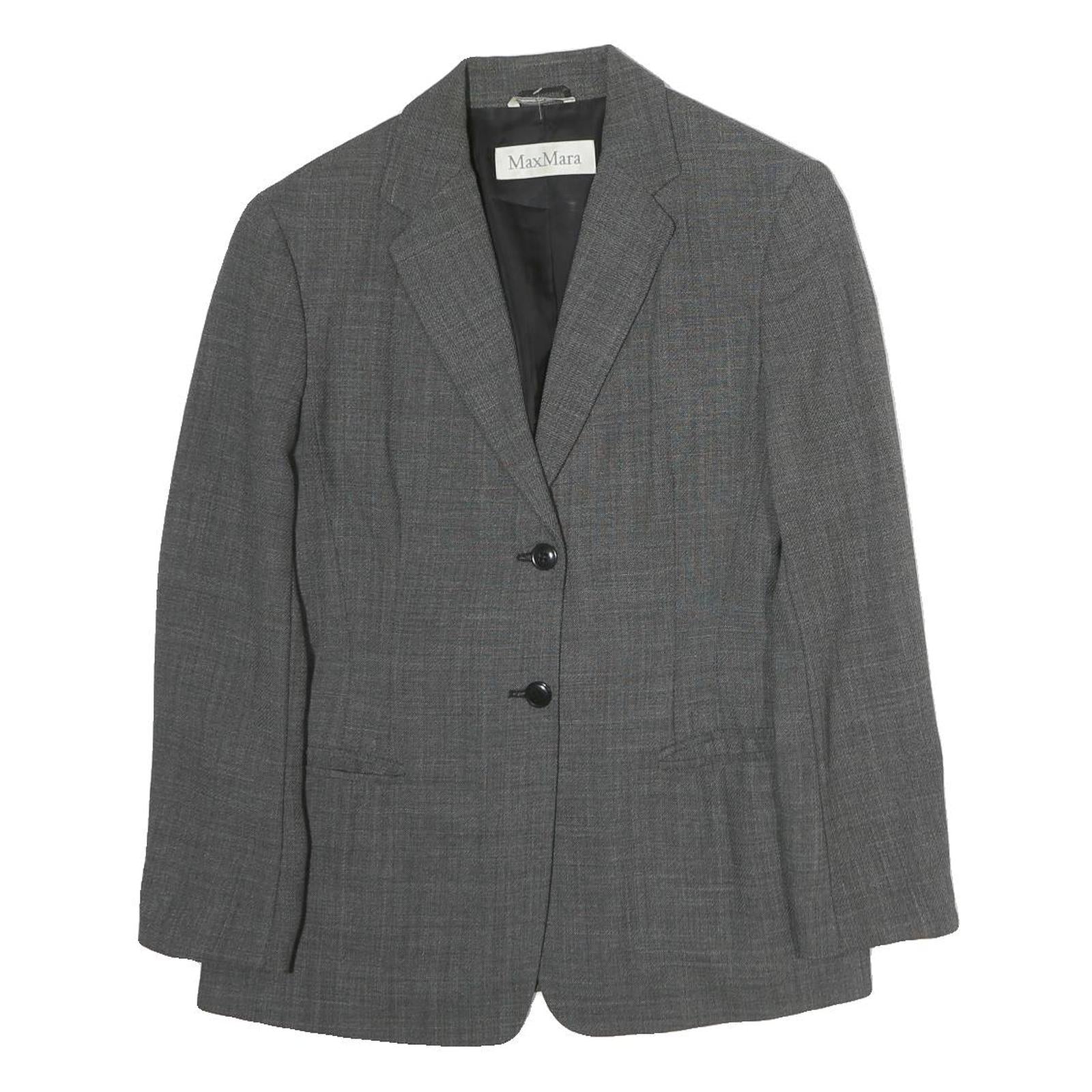 MAX MARA Womens Grey Polyester Single Breasted Blazer Jacket M Woven