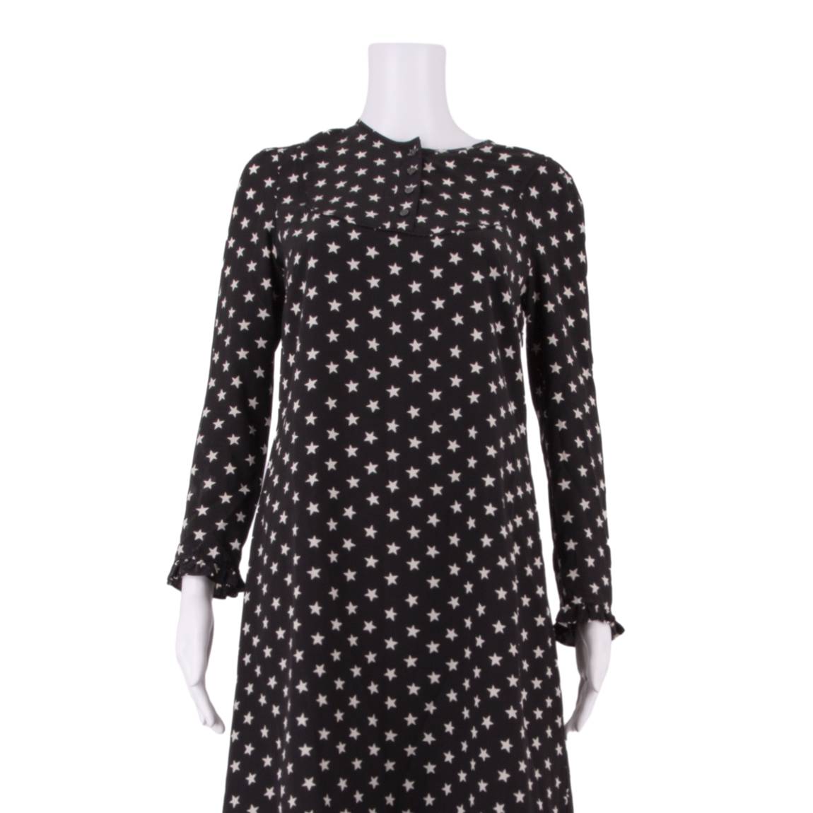 J.CREW All Over Star Print Womens Shift Dress Black Silk Knee Length XS