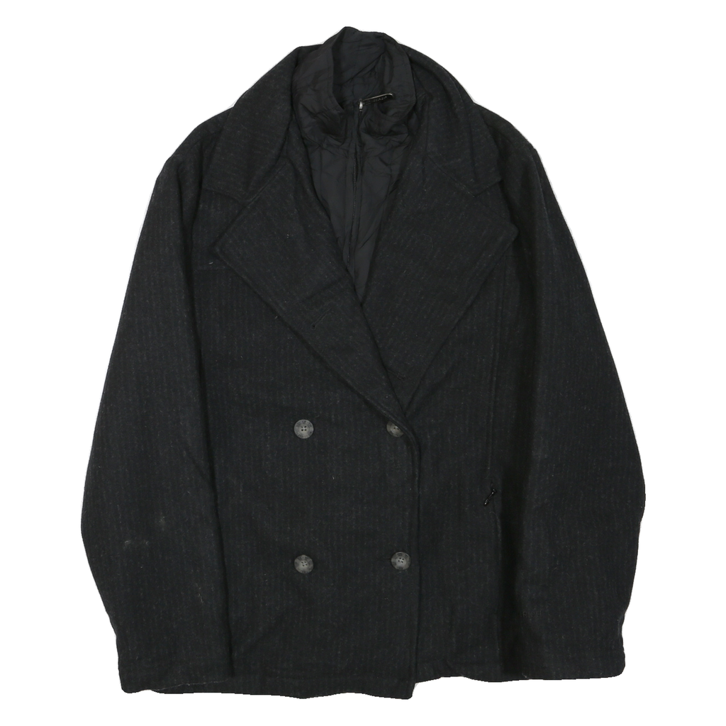 WOOLRICH Womens Black Wool Blend Jacket L Zip Wool Blend Double Breasted