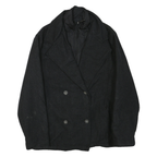 WOOLRICH Womens Black Wool Blend Jacket L Zip Wool Blend Double Breasted