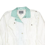 NEYELLE Womens White & Aqua Zip Jacket L Polyester Blend Lightweight Casual