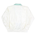 NEYELLE Womens White & Aqua Zip Jacket L Polyester Blend Lightweight Casual