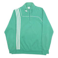 ADIDAS Mens Green Crew Neck L Sweatshirt Cotton Blend 3 Stripe Sports Pullover