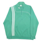 ADIDAS Mens Green Crew Neck L Sweatshirt Cotton Blend 3 Stripe Sports Pullover