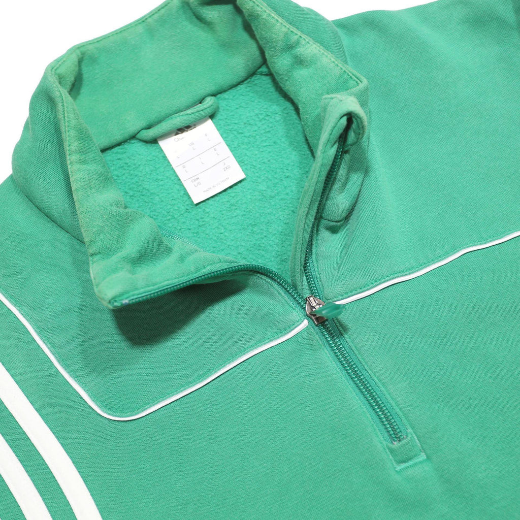 ADIDAS Mens Green Crew Neck L Sweatshirt Cotton Blend 3 Stripe Sports Pullover