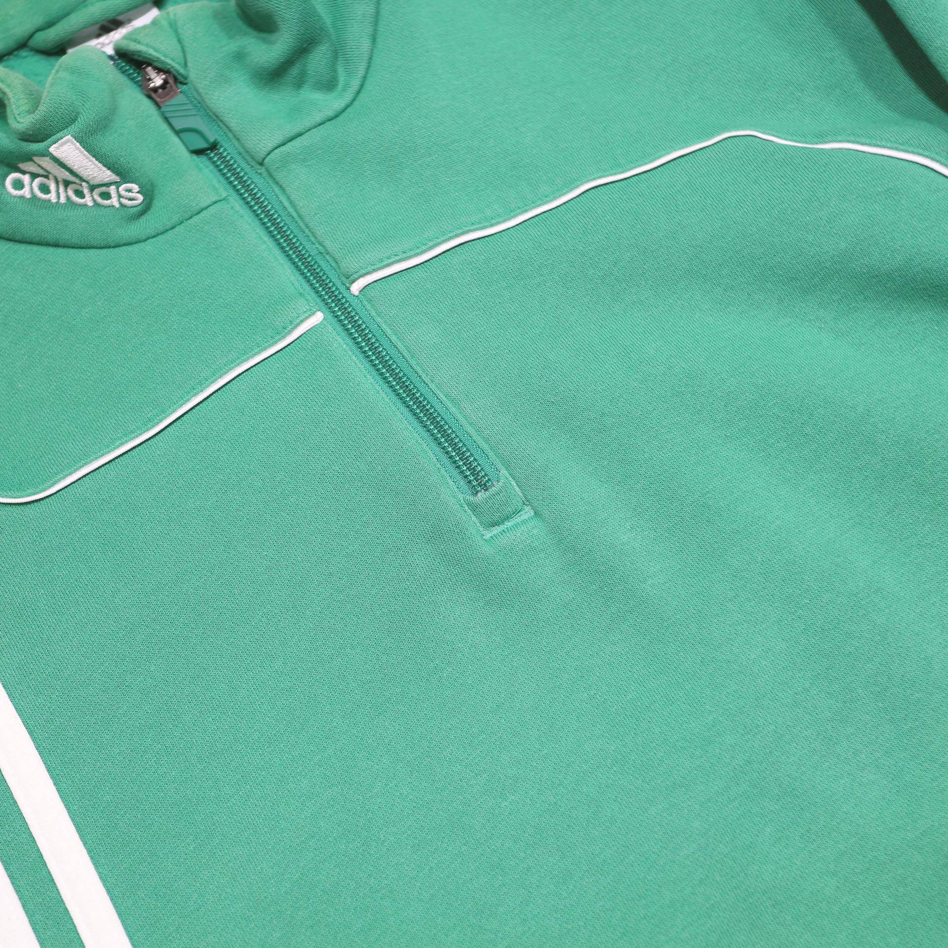ADIDAS Mens Green Crew Neck L Sweatshirt Cotton Blend 3 Stripe Sports Pullover