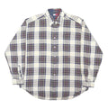 TOMMY HILFIGER Mens White & Blue Check Shirt XL Classic Cotton Button Down