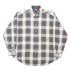TOMMY HILFIGER Mens White & Blue Check Shirt XL Classic Cotton Button Down