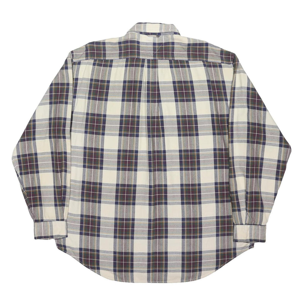 TOMMY HILFIGER Mens White & Blue Check Shirt XL Classic Cotton Button Down