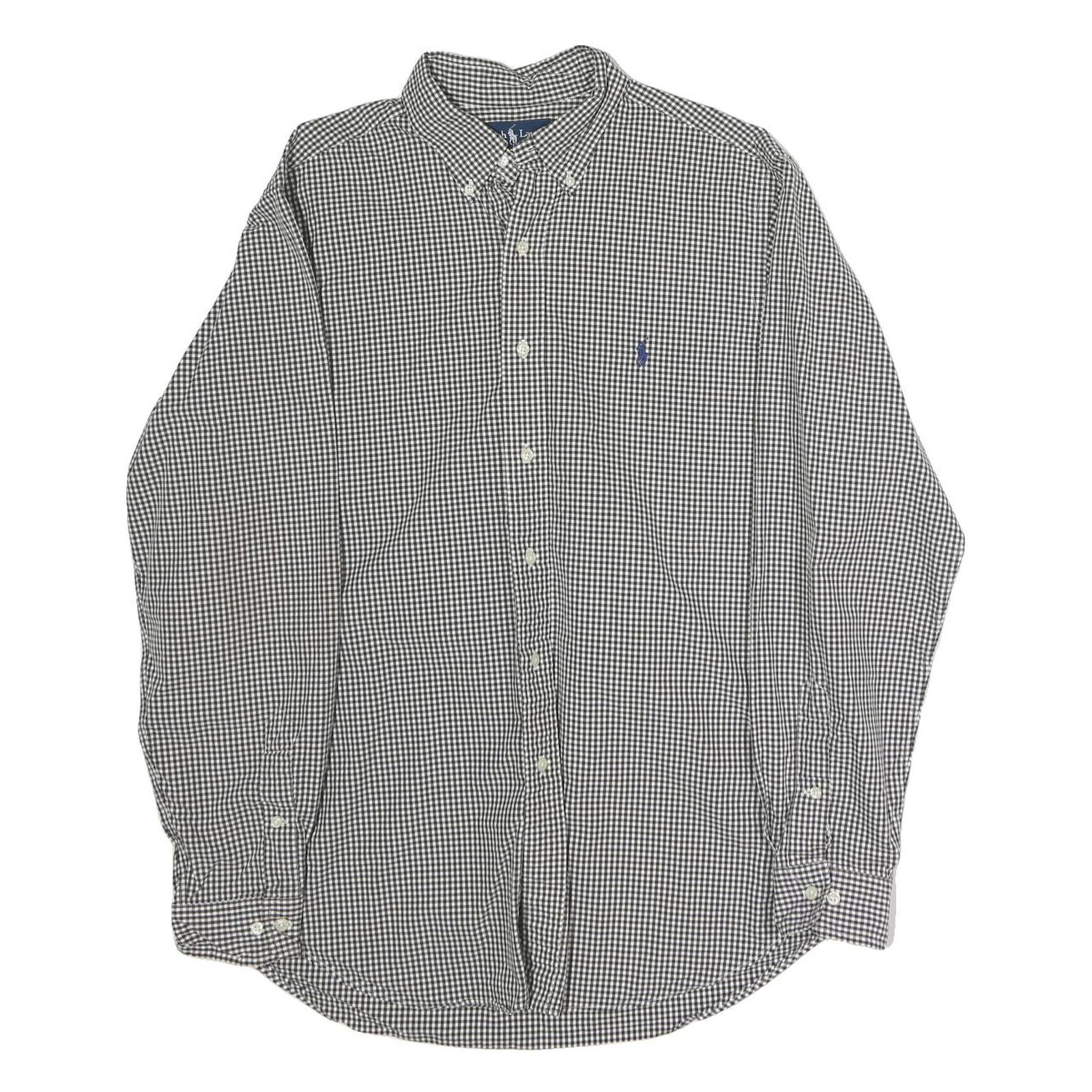 RALPH LAUREN Mens Black & White Check Shirt L Classic Button-Down Cotton