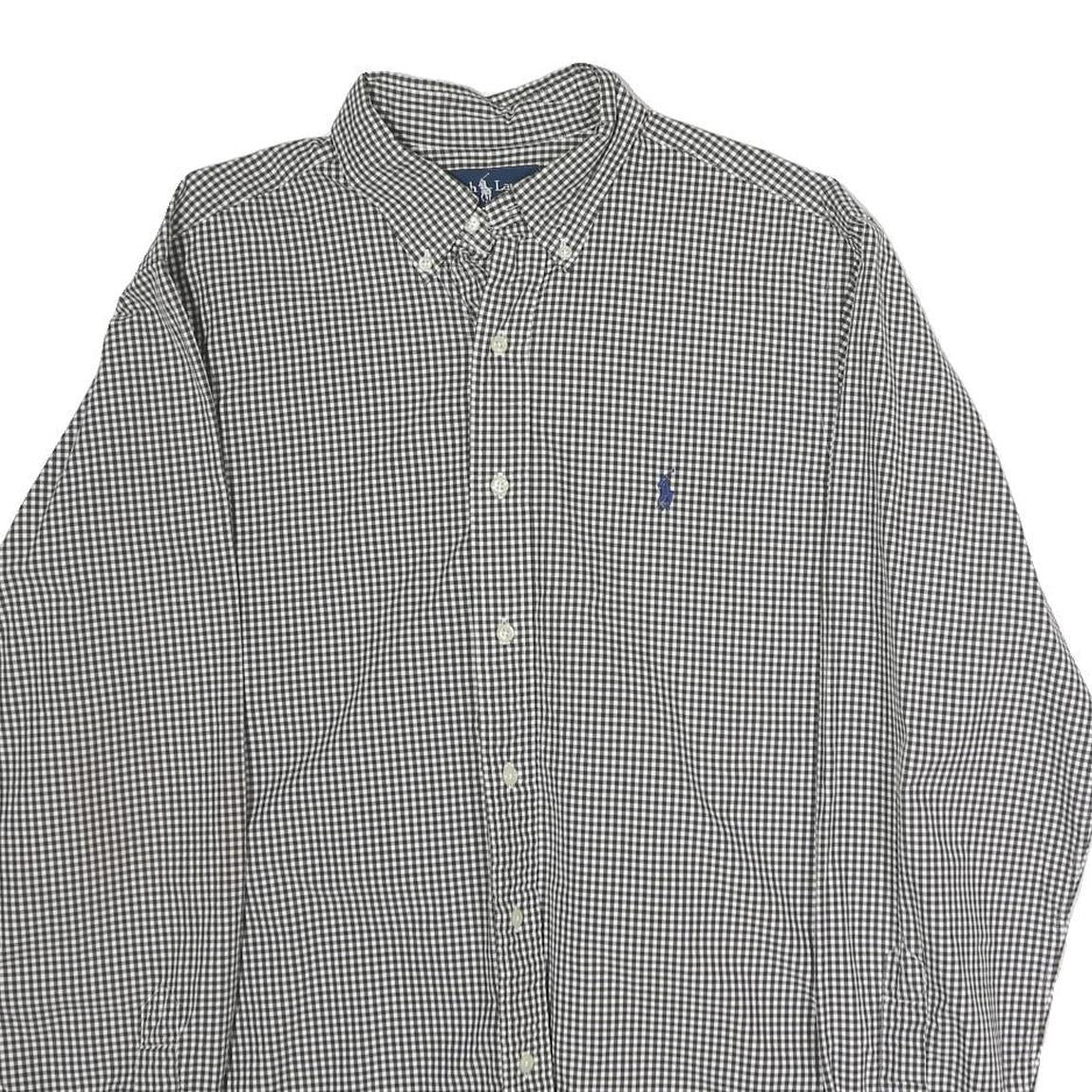 RALPH LAUREN Mens Black & White Check Shirt L Classic Button-Down Cotton