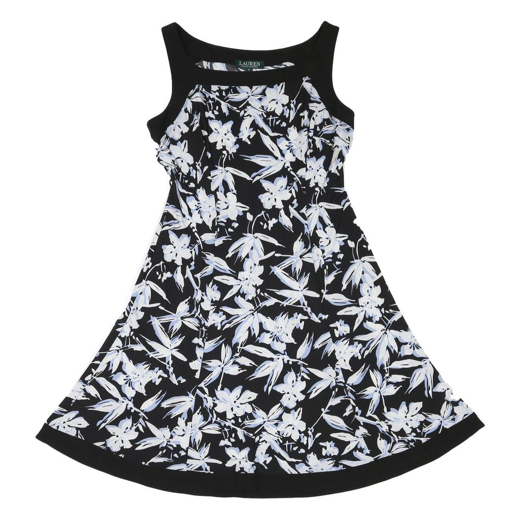 LAUREN RALPH LAUREN Womens Black & White Floral Fit & Flare Polyester Dress UK 8