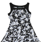 LAUREN RALPH LAUREN Womens Black & White Floral Fit & Flare Polyester Dress UK 8