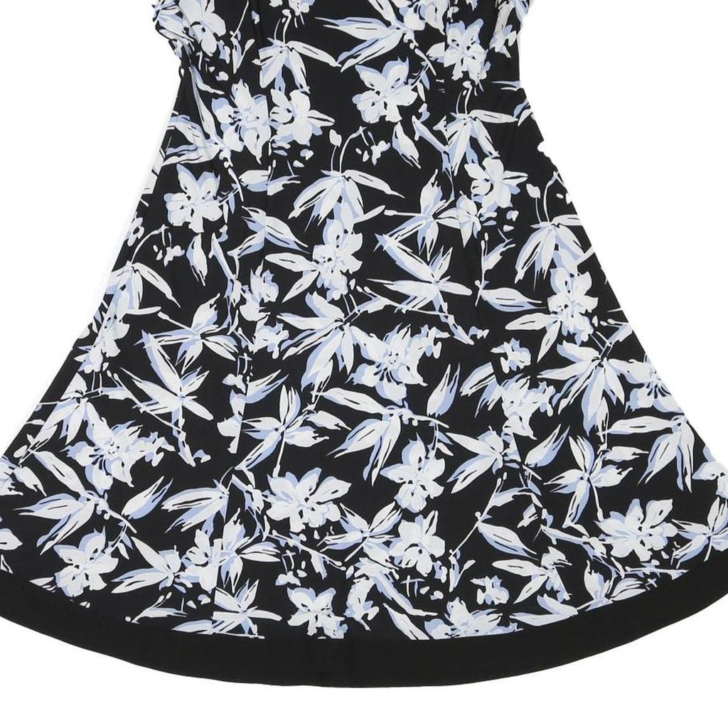 LAUREN RALPH LAUREN Womens Black & White Floral Fit & Flare Polyester Dress UK 8