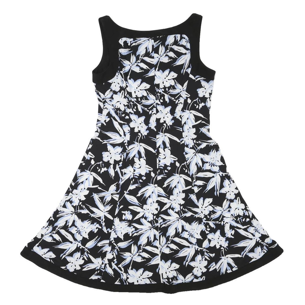 LAUREN RALPH LAUREN Womens Black & White Floral Fit & Flare Polyester Dress UK 8