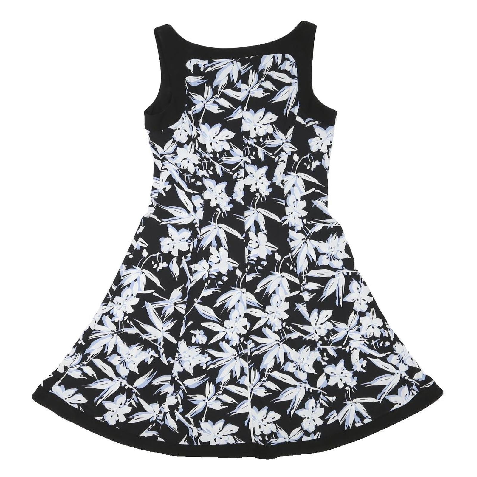 LAUREN RALPH LAUREN Womens Black & White Floral Fit & Flare Polyester Dress UK 8