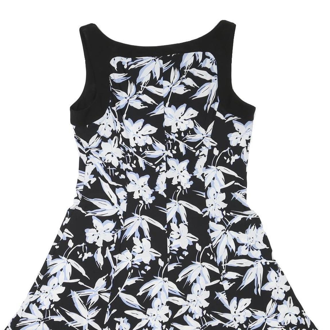 LAUREN RALPH LAUREN Womens Black & White Floral Fit & Flare Polyester Dress UK 8
