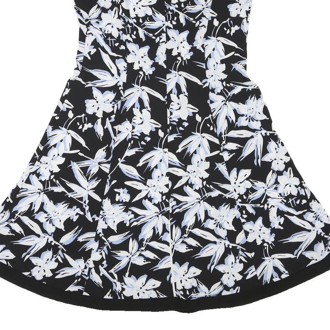 LAUREN RALPH LAUREN Womens Black & White Floral Fit & Flare Polyester Dress UK 8