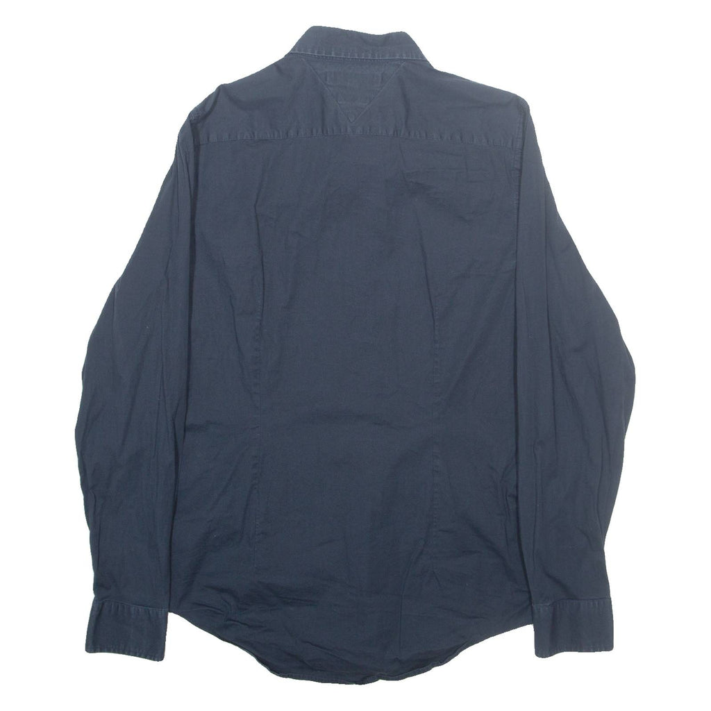 TOMMY HILFIGER Mens Plain Shirt Blue Long Sleeve M