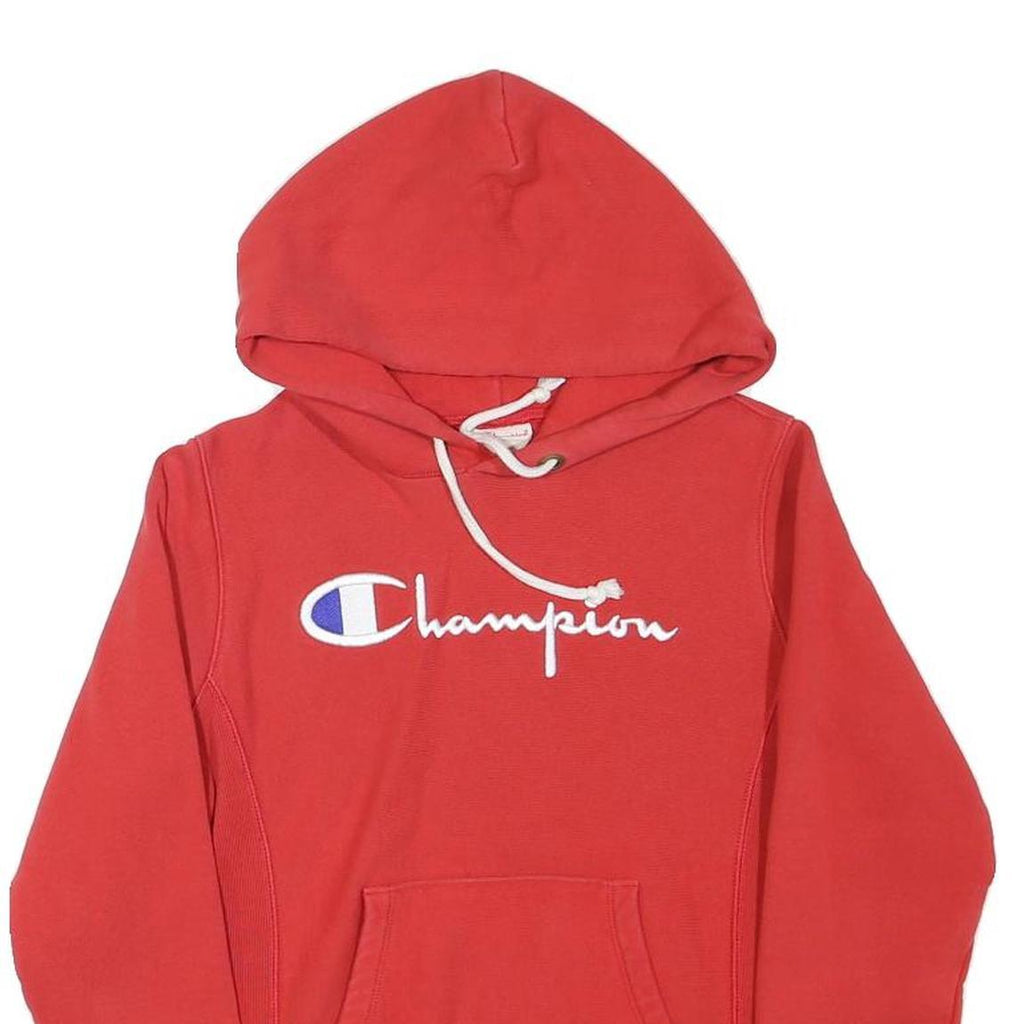 CHAMPION Womens Red Hoodie XS Cotton Blend Classic Logo Pullover