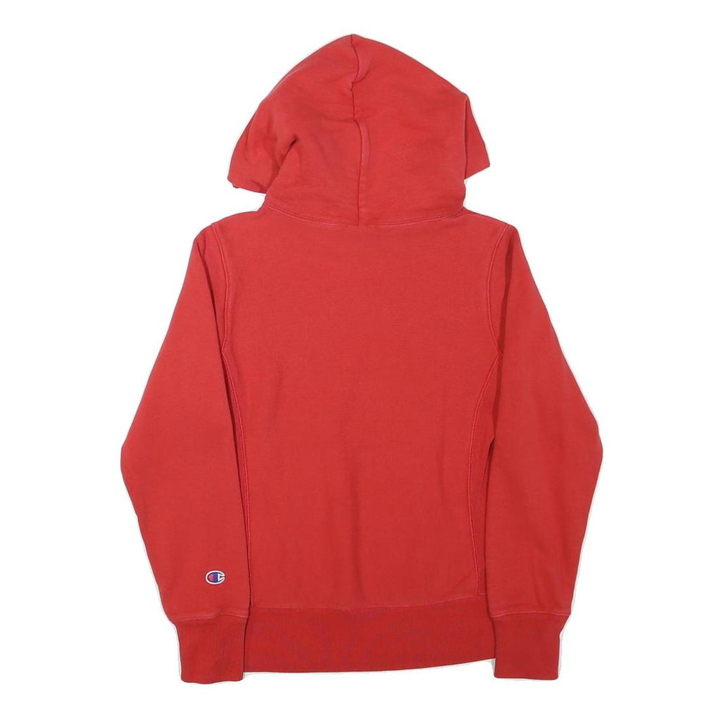 CHAMPION Womens Red Hoodie XS Cotton Blend Classic Logo Pullover