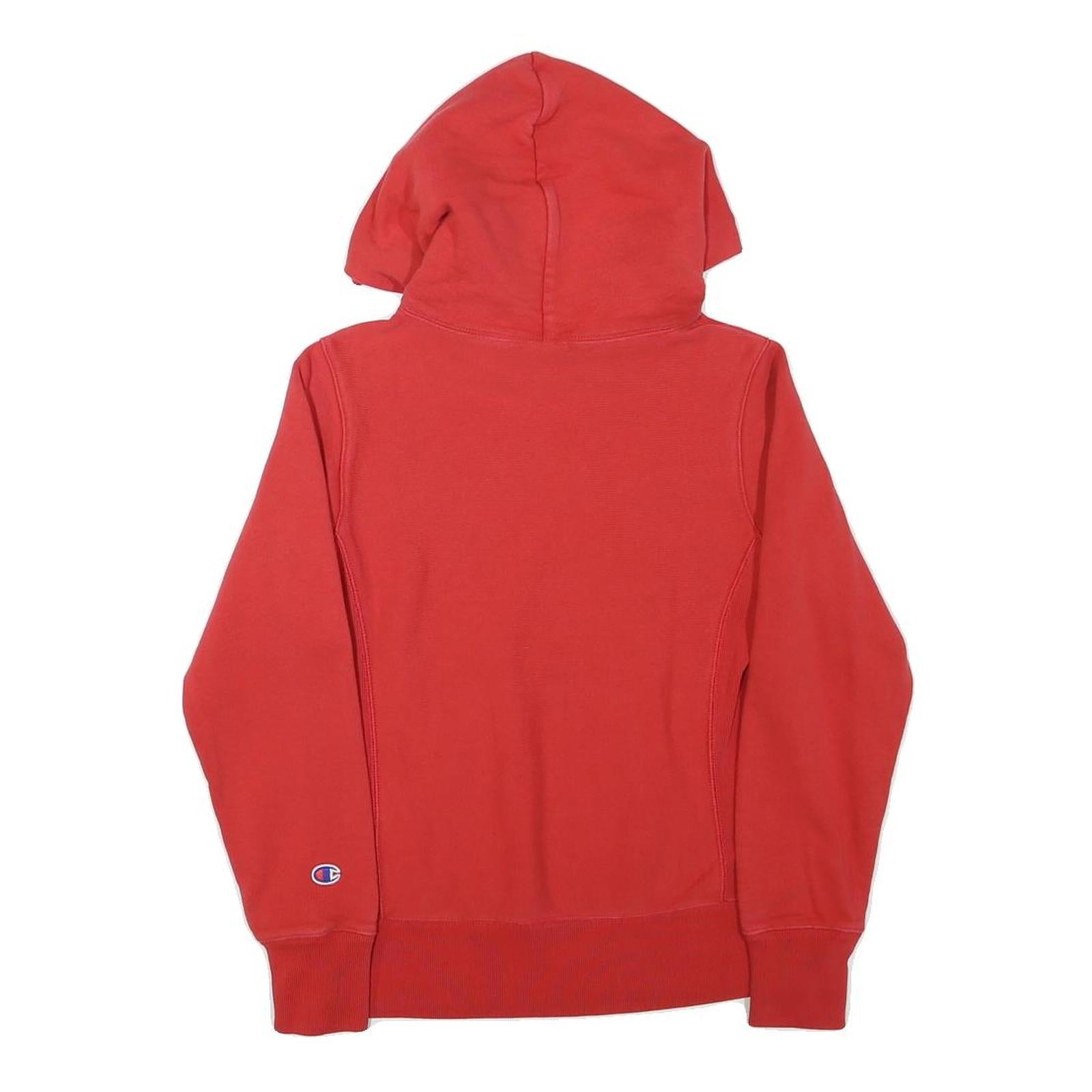 CHAMPION Womens Red Hoodie XS Cotton Blend Classic Logo Pullover