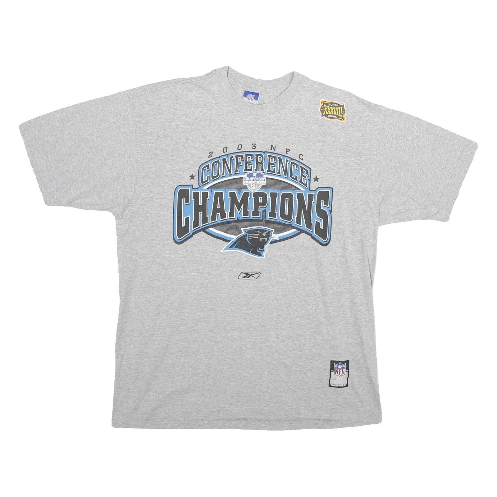 REEBOK Mens Grey Conference Champions NFL T-Shirt L Short Sleeve Crew Neck NFL