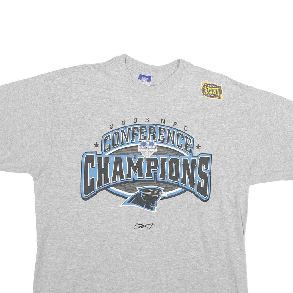 REEBOK Mens Grey Conference Champions NFL T-Shirt L Short Sleeve Crew Neck NFL