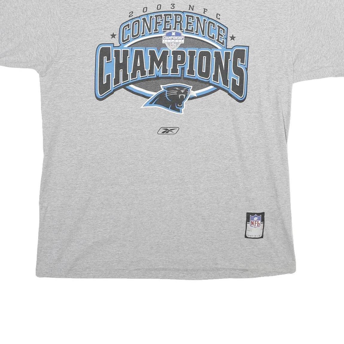 REEBOK Mens Grey Conference Champions NFL T-Shirt L Short Sleeve Crew Neck NFL
