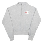 CHAMPION Womens Grey Half Zip S Cotton Blend Casual Sweatshirt