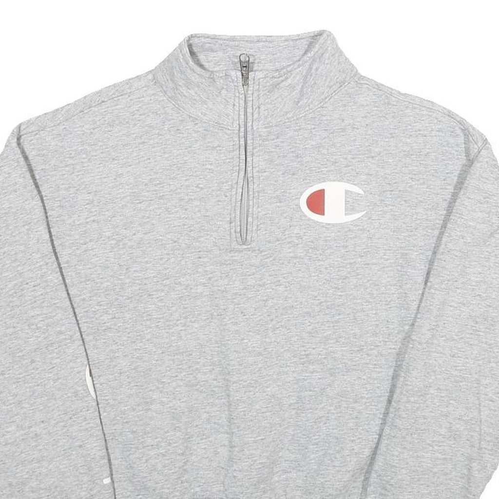 CHAMPION Womens Grey Half Zip S Cotton Blend Casual Sweatshirt