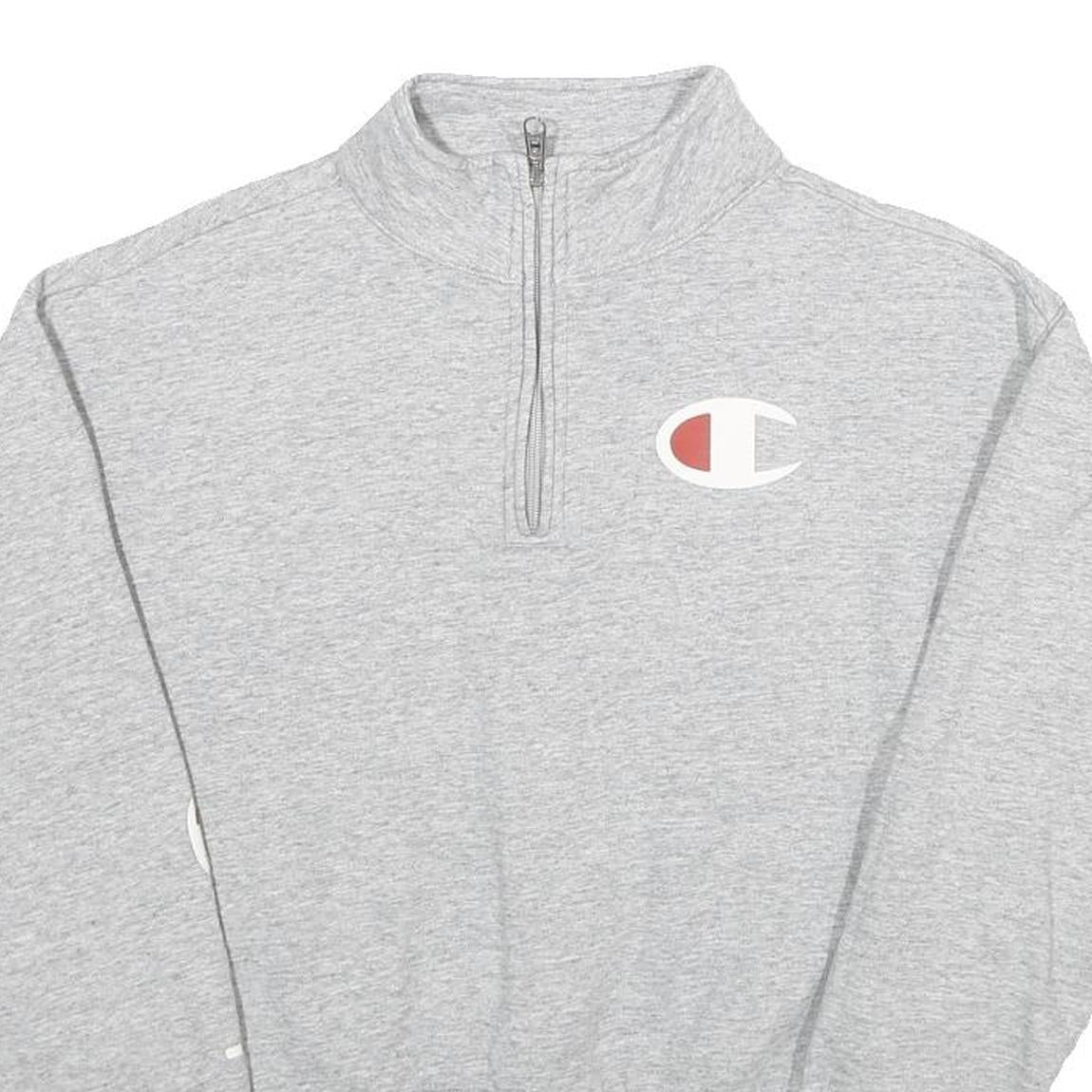 CHAMPION Womens Grey Half Zip S Cotton Blend Casual Sweatshirt