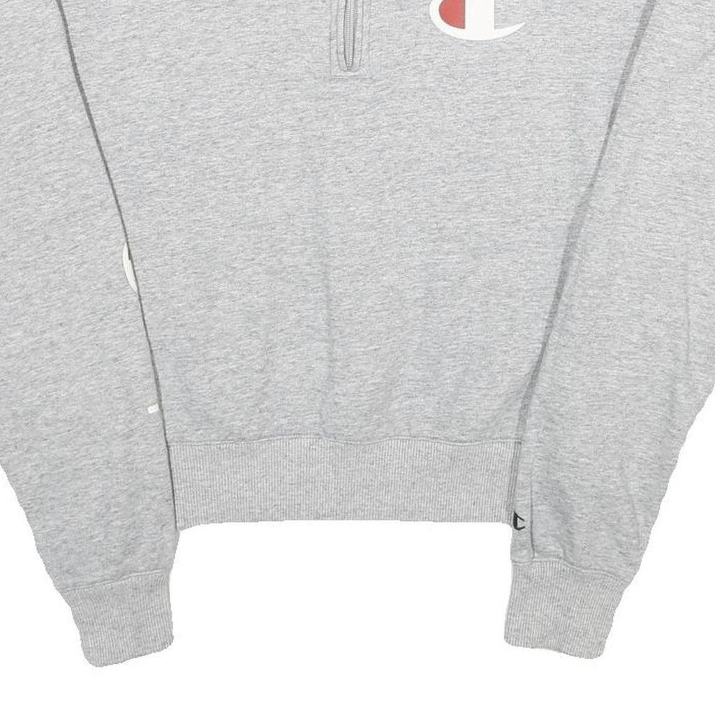 CHAMPION Womens Grey Half Zip S Cotton Blend Casual Sweatshirt