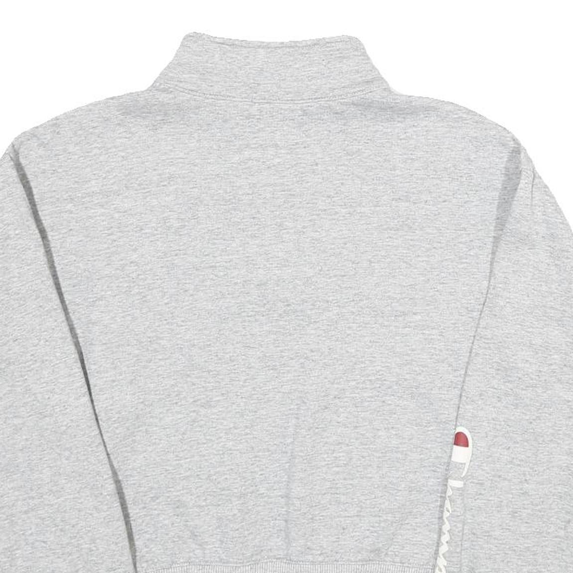 CHAMPION Womens Grey Half Zip S Cotton Blend Casual Sweatshirt