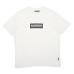 NAPAPIJRI Mens White Graphic T-Shirt XL Short Sleeve Crew Neck Cotton Blend