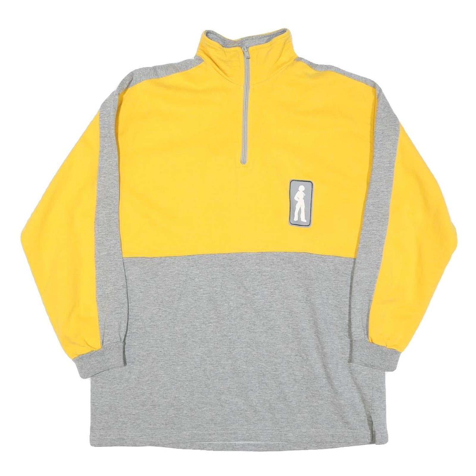 Womens Yellow & Grey Sweatshirt Girl Concept Half Zip M Casual Cotton Blend Top