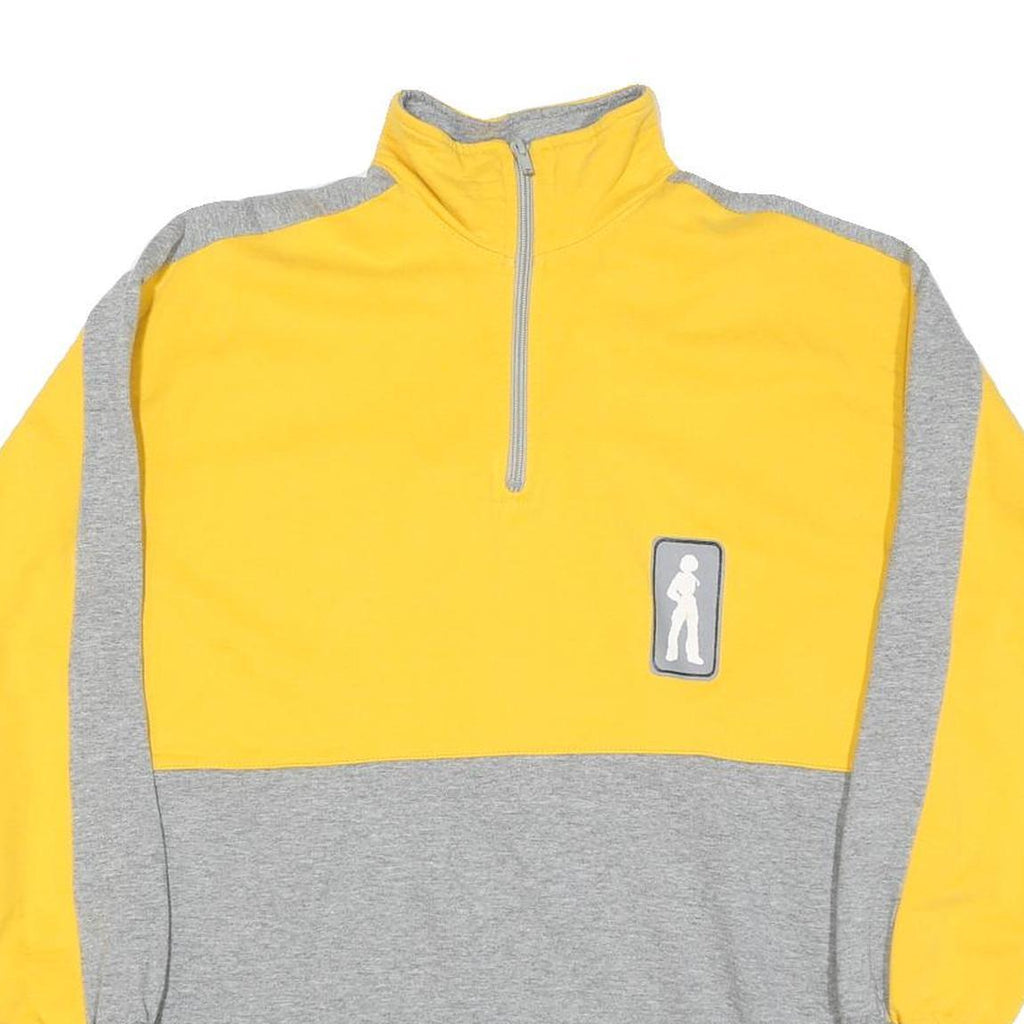 Womens Yellow & Grey Sweatshirt Girl Concept Half Zip M Casual Cotton Blend Top