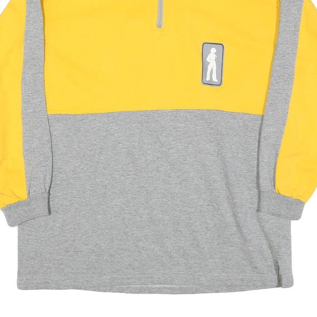 Womens Yellow & Grey Sweatshirt Girl Concept Half Zip M Casual Cotton Blend Top