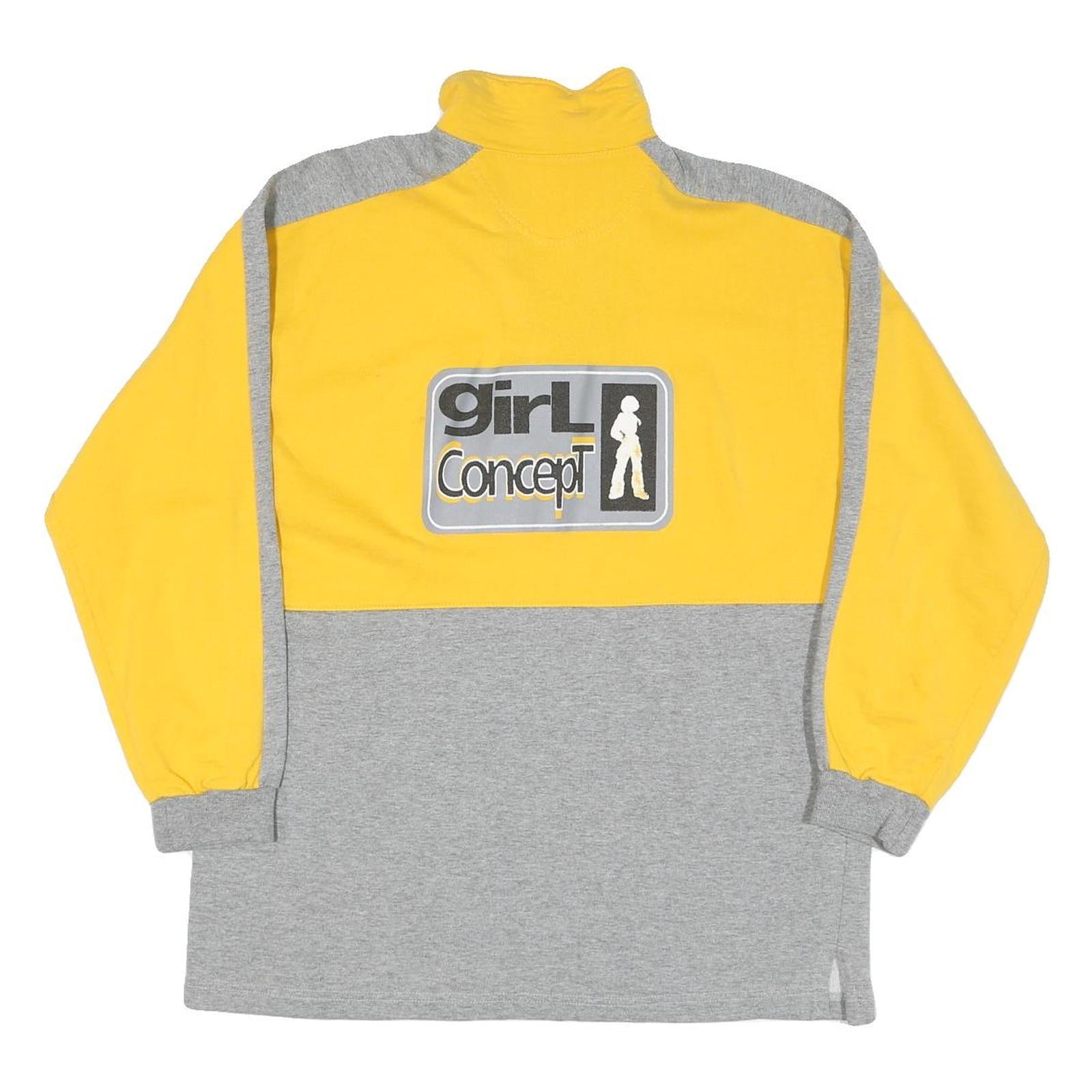 Womens Yellow & Grey Sweatshirt Girl Concept Half Zip M Casual Cotton Blend Top
